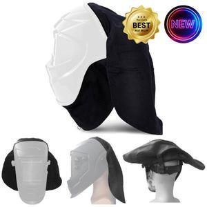 H7EA 용접기 헬멧 덮개 및 넥 턱받이 세트 긴 작업을위한 열 방지 가죽 천 구조 인체 공학 디자인