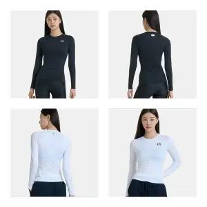[언더아머](대전신세계)1365459 블랙 화이트 2컬러 HeatGear 히트기어 컴프레션 긴팔티셔츠 레깅스핏