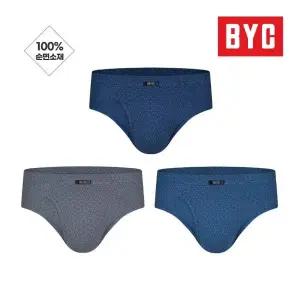 BYC 남성 3매입 순면 삼각팬티 맥시형 유소변구 MCF2219