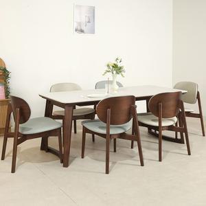 레스튼 원목 포세린 세라믹 6인 낮은 식탁세트 의자6개)