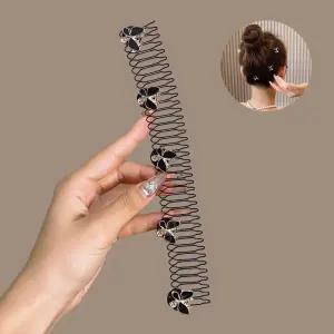 잔머리 헤어핀 나비 고정 똥머리 올림머리 포인트 스프링 머리끈