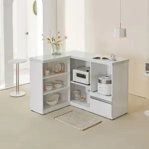 E0 인조대리석 아일랜드식탁 ㄱ자형코너형 홈바(NC_051)