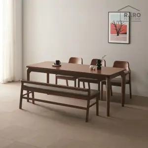 라로퍼니처 베르체 1900 참죽나무 원목 6인 식탁 세트  식탁+의자3+벤치1)