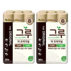 그루 오리지널 무표백 화장지 30롤x2개