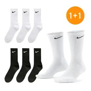 [나이키] 1+1/총6켤레 스포츠 양말 스우시 중목 3PACK 블랙/화이트