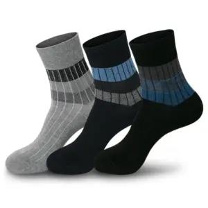 MMS22001 면100 골지칼라 중목 양말 3족 (신사)/세트/고급/캐주얼/신축/스타일/기본/편한/스포츠/남성/남자