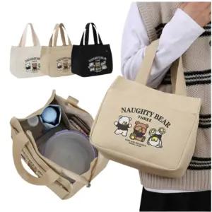 곰세마리 캐릭터 토트백 숄더백 귀여운 미니백 스퀘어 손가방 보조가방 런치백