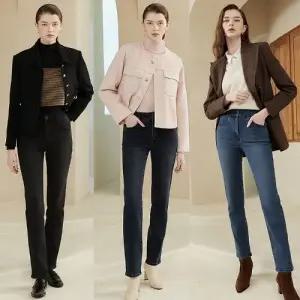 23FW 여성 라이크라 이중직 기모 밴딩 데님 3종_638060