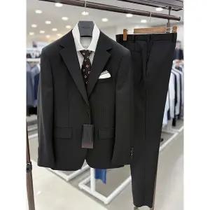 [트루젠]남자 가을겨울 블랙 면접 예복 검정 정장 양복 세트 혼주 턱시도 수트