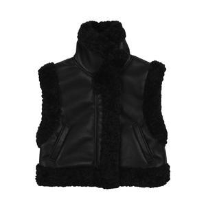 [롯데백화점]블루테일 블랙 크롭 무스탕 베스트 AXH4VT01BK