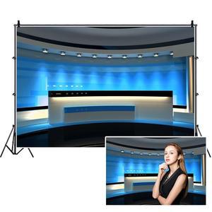레이이 12x8피트 뉴스 방송 홀 배경 접수 데스크 현대 사무실 인테리어 프로그램 기록 앞 테이블 TV 쇼 사진 비즈니스 연구 성인 초상화 스튜디오 소품 비닐 벽지