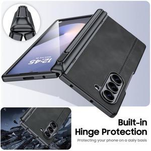 갤럭시 Z 폴드 6 케이스 S펜 홀더 힌지 보호 및 화면 PU 가죽 맥세이프 무선 충전 충격 방지 커버