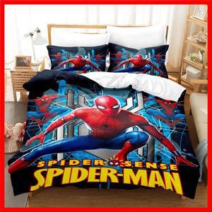 스파이더맨 이불 커버 및 베개 부드러운 극세사 지퍼 클로저 어린이 침구 세트 십대 소년