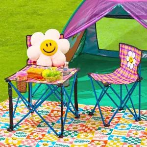 위글위글 캠핑 피크닉 폴딩 테이블체어 세트 - Smile We Love Check