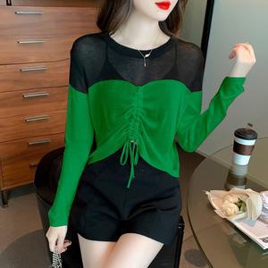 댄스복 상의 라인 방송댄스 바 라운드 얇은 매듭 스트랩 넥 셔츠