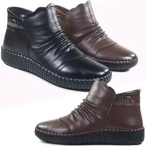 [뮤즈몰] DC588 / 여성 가죽 겨울 앵클부츠/앵글/털부츠/숏/통굽/구두/사무실/회사/신발