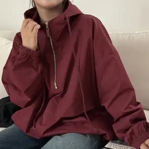 [공구우먼] [제작] 편안한 리얼루즈핏 바스락 반집업 후드 아노락 84207 빅사이즈 여성의류