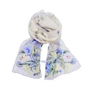 페라가모 32 0967 0779756 옥스포드 블루 프린트 실크 숄 스카프