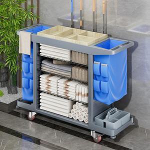 호텔 린넨카트 청소카트 이동식 3단 청소 구르마 휠 플래그십 구루마 운반차 객실 양면