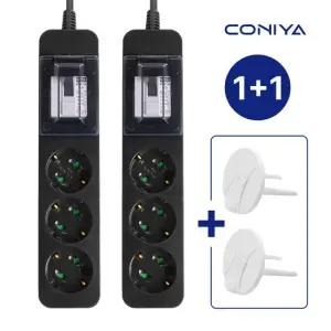 1+1 코니야 국산 멀티탭 고용량 4000W 고전력 배선차단 3구 2.5M 블랙