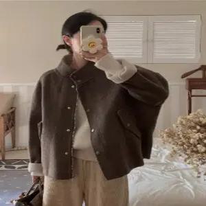 handmade. 헤이즐 하프 울 집업 핸드메이드 코트 (one color)