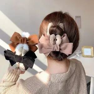 올림 봄 헤어 머리 밍크 반 묶음 데일리 퍼 예쁜 리본