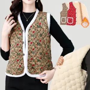 촌캉스 할머니조끼 뽀글이 김장조끼 누빔 양털 엄마조끼 기모 겨울 융털 꽃무늬 경량