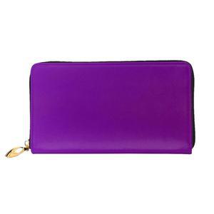 금속 지퍼 통장과 체크 홀더가 있는 OUInvvvv 단색 진한 보라색 핸드헬드 지갑 소프트 경량 디자인 수납공간