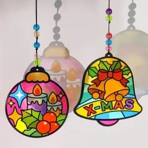 크리스마스 장식 스티커 썬캐쳐 책갈피 모빌 만들기