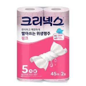 스카트 페이퍼타월 핑크 행주타월 45매 2롤 일회용행주 일회용행주대용량 행주 주방용품 키친타올