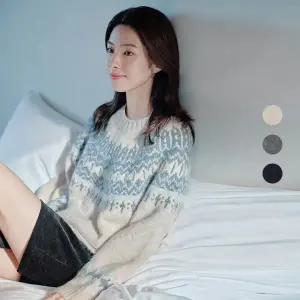 [롯데백화점]프로젝트엠 여성 헤비 오버핏 노르딕 패턴 스웨터 EPF4ER2800