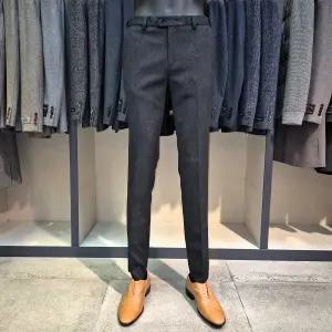 [바쏘](마산점)스마트 스트레치 히든밴딩 기모스판 남성겨울정장바지 [차콜 그레이]