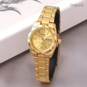 [세이코]5 SYMG44K1 골드다이얼 오토캘린더 라운드 오토매틱 여자 메탈 시계c