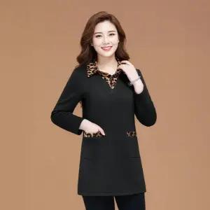 [보니아브]호피 카라 기모 롱 티셔츠2종