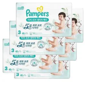 2025 터치 오브 네이처(밴드) 3단계 42매 X6팩 팸퍼스 아기 기저귀