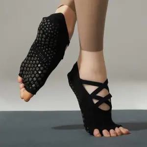 논슬립 무발 더블스트랩 오픈토 토삭스 요가양말