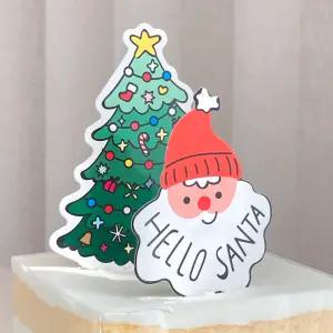 크리스마스 케이크픽 토퍼 택 100개 장식 데코