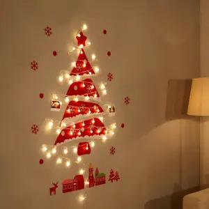 크리스마스 트리 조명 유리창 펠트 지그재그 전구 벽트리 오너먼트 크리스마스장식품