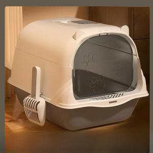 특대형 탑 고양이 화장실 튐 방지 및 냄새 제어 휴대용 애완동물 변기 새끼 고양이 및 고양이용 PP 플라스틱 세척 용이