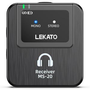 LEKATO 무선 인이어 모니터 MS-20, 무선 수신기 1대, 2.4G IEM 시스템, 오토 페어링, OTG 지원, 원투모어, 스튜디오, 라이브, 가수, 밴드용 인이어 모니터링(수신기 1대)