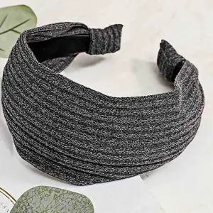 [골드스마일]그레이 골지 헤어 밴드 넓은 머리띠 여성 포인트