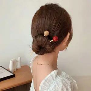 [골드스마일]진주 뒤꽂이 비녀 말총 비녀 고급 올림머리 헤어