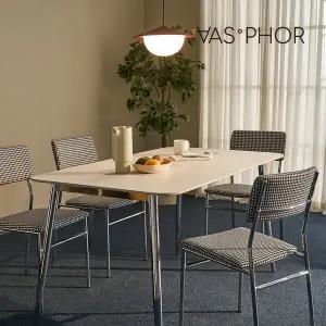 [장인가구]알키 포세린 세라믹 2인용 와이드 식탁 세트 1400 사각형 (의자 2개)