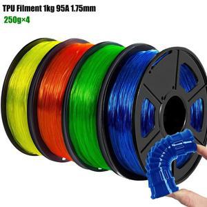 TPU 필라멘트 1.75mm 플렉시블 소프트 3D 프린터 소모품 투명 블루/그린/오렌지/옐로우95A 250g/500g/1000g