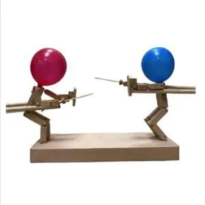 펜싱 경기 게임기 풍선 터트리기 가족 오락 칼싸움 원목