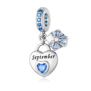 ChenYuTe 925 스털링 실버 탄생석 팔찌 매력 독특한 하트 모양 디자인으로 대부분의 유럽 판도라 팔찌와 목걸이 여성 DIY 홀리데이 선물에 적합합니다