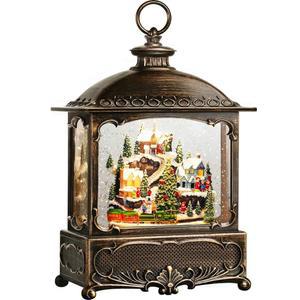 프리돕 크리스마스 스노우 글로브 랜턴 장식 선물 빌리지 씬 스노우맨 교회 오두막 기차 뮤지컬 글리터 USB/배터리 타이머 12인치