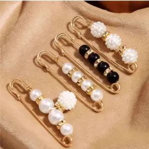 패션 액세서리 여성 핀 허리 조절 진주 옷핀 6개 세트 진주클립 옷핀 브로치