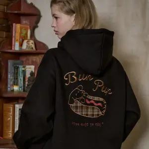 번앤 퍼피 패치 후드티 블랙