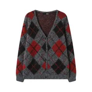 [BNX]클래식 아가일 버튼업 니트 가디건 (BX4CD039L0)